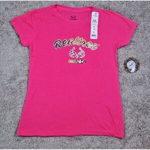 Realtree Womens Shirt Large Short Sleeve‎ T-Shirt Top Outdoors Pink